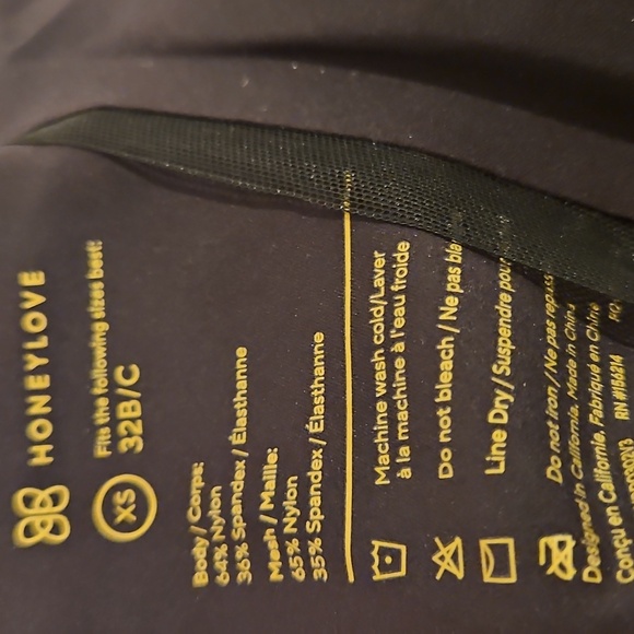 NWT Honeylove Black Wireless Crossover Bra W Mesh Detail Adjustables Straps 32B - Picture 5 of 9